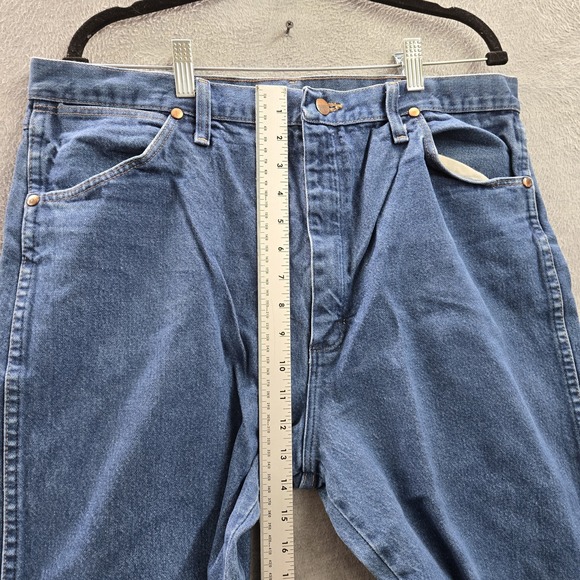 Wrangler Men Jeans 38X36 Blue Denim Cowboy Cut Classic Button 34" Inseam - Picture 6 of 10